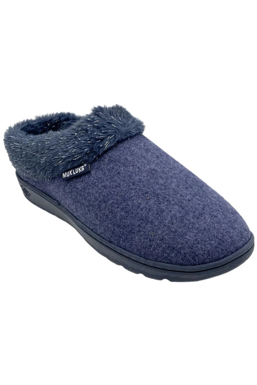 Muk Luks Women's Nony Ann Cozy Slippers Dark Blue Heather - Medium